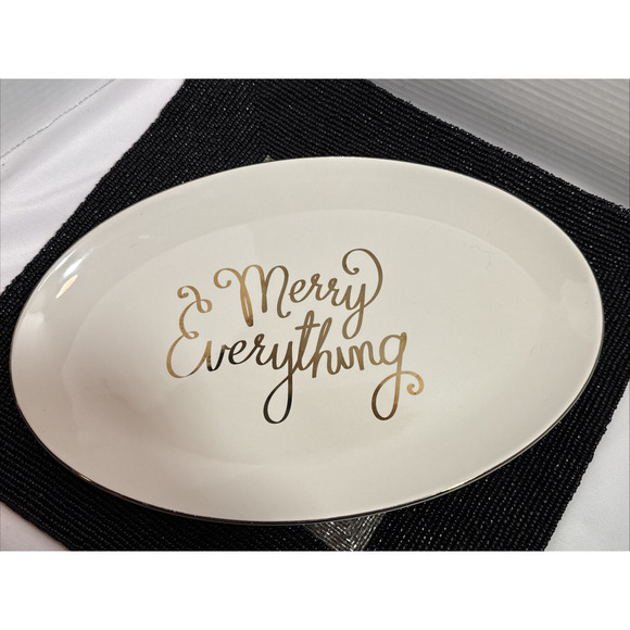 Threshold Christmas "Merry Everything" Oval, Stoneware Holiday Platter Tray NEW - Picture 1 of 9